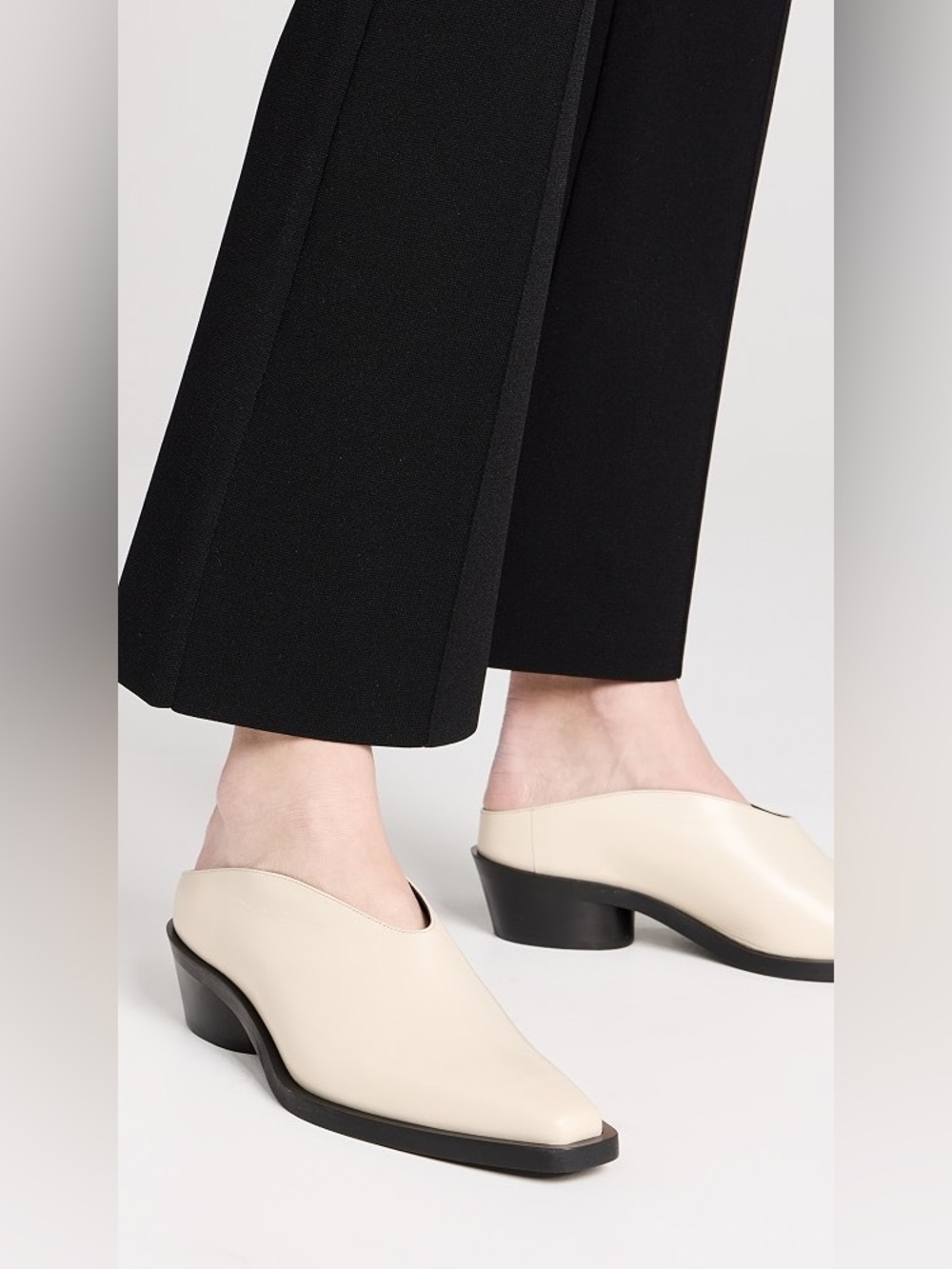 Proenza Schouler Bronco Cream Leather Low-Profile Mule size 39 calf cowboy sabot